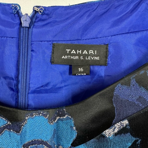 NWT ASL Tahari Blue & Silver Floral Dress - Picture 13 of 14